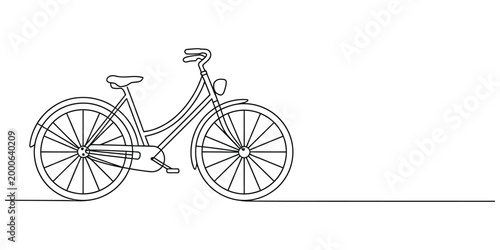 Continuous single line drawing of a city bicycle