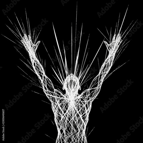 Canvas Print Man with arms raised radiating bright energy and light.