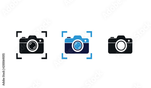 Three camera icons with different colored focus frames a visual representation
