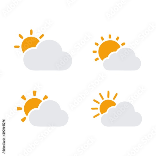 Minimal sun and cloud icon with simple shapes. Clean flat SVG design ideal for weather apps, forecasts, climate graphics, and seasonal visuals.
