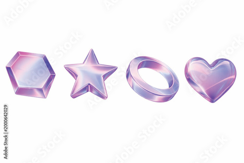 Glossy Pastel Geometric Shapes Glass Effect Design