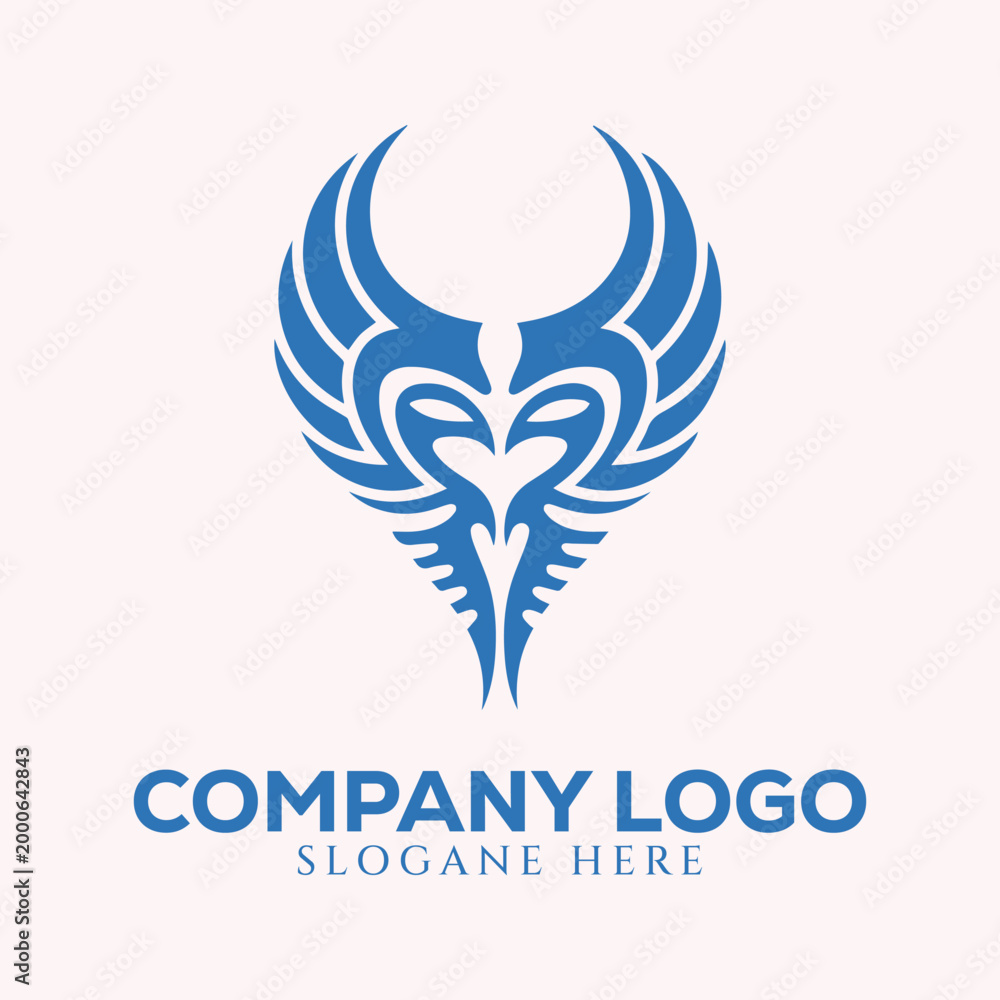 Obraz premium Blue Wing Logo Design Featuring Stylized Wing Symbolizing Freedom and Innovation