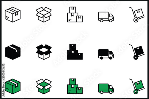 Shipping & Delivery 15 Icons Pack, Editable Stroke - Modern Logistics, E-commerce, and Transportation Service Icon Set