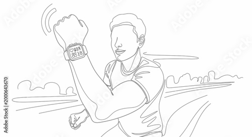 Man wearing smartwatch on wrist.