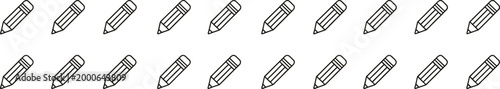 Pencil line icons including sketch, edit tool, note taking, creative design symbols for modern interface use