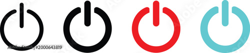 Power button icons set on off switch energy control start shutdown symbol technology interface vector design