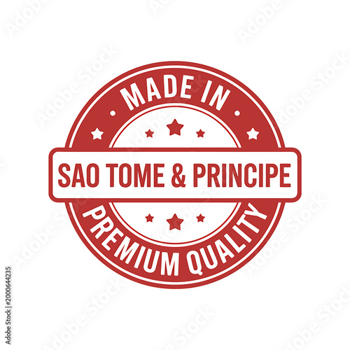 Red made in Sao Tome and Principe premium quality stamp seal logo
