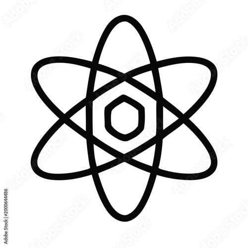 Nuclear energy icon design, science and research symbol featuring atomic structure and radiation concept for laboratory, technology, education, and modern vector UI illustration use