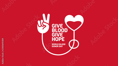 World Blood Donor Day awareness campaign logo with stethoscope and peace sign