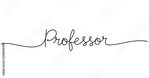 Elegant script of the word professor in black on white background. No editable strokes