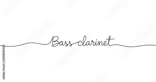 Bass clarinet text with elegant handwritten style on white background. No editable strokes