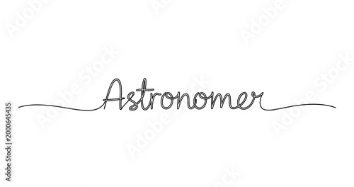 Continuous line art script of the word astronomer on white background. No editable strokes