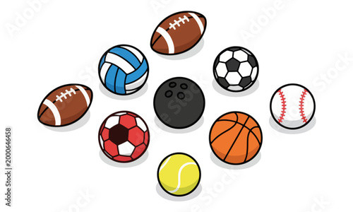 Sports Ball Collection Vector Illustration Isolated on White