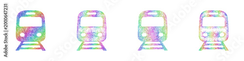 Rainbow color sketch public transport icon design set