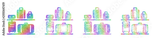 Rainbow color sketch luggage storage icon design set