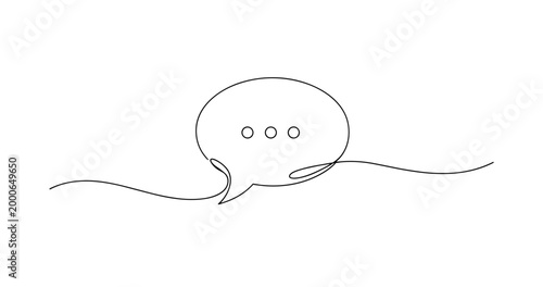 Minimalistic line art speech bubble with ellipsis symbolizing communication. no editable stroke