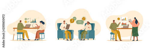 Teamwork and collaboration in a modern office environment with people working together flat design vector art vector illustration graphic design teamwork collaboration together business