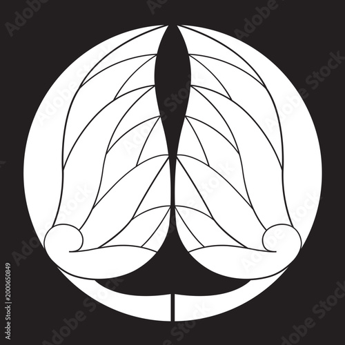 双葉葵の葉を図案化した
日本の伝統的な植物紋である家紋「葵紋」のベクターデータ