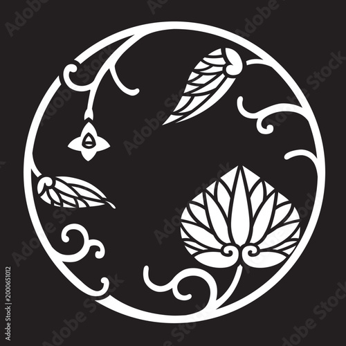 双葉葵の葉を図案化した
日本の伝統的な植物紋である家紋「葵紋」のベクターデータ