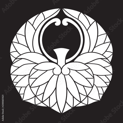 双葉葵の葉を図案化した
日本の伝統的な植物紋である家紋「葵紋」のベクターデータ