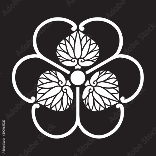 双葉葵の葉を図案化した
日本の伝統的な植物紋である家紋「葵紋」のベクターデータ