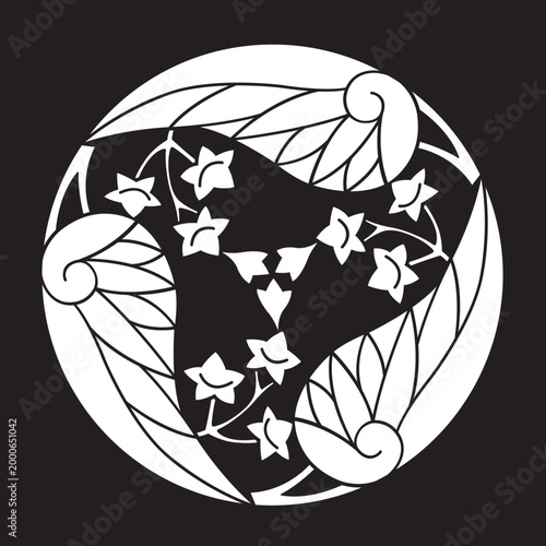 双葉葵の葉を図案化した
日本の伝統的な植物紋である家紋「葵紋」のベクターデータ