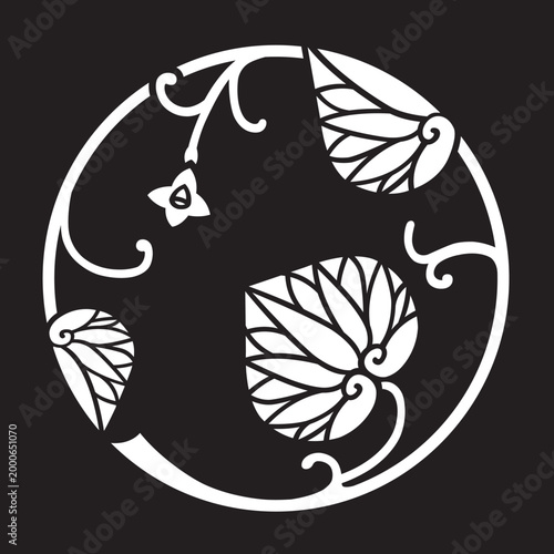 双葉葵の葉を図案化した
日本の伝統的な植物紋である家紋「葵紋」のベクターデータ