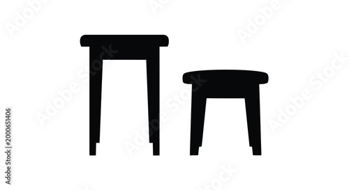 table and stool silhouette high quality professional detailed