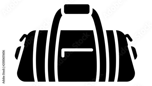 Travel duffel bag icon black silhouette of a gym or sports bag for luggage and travel gear isolated on white