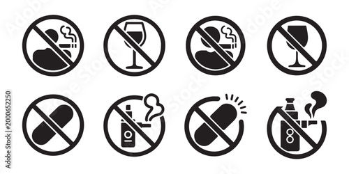 Prohibition Symbol Set Isolated on White Background