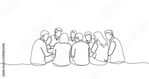 Diverse group of adults engaged in collaborative discussion. No editable stroke