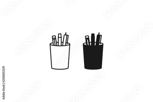 stationery icon in a cup outline and solid