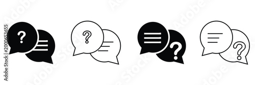 Discussion, question speach bubble icon. Vector illustration in outline style eps 10.