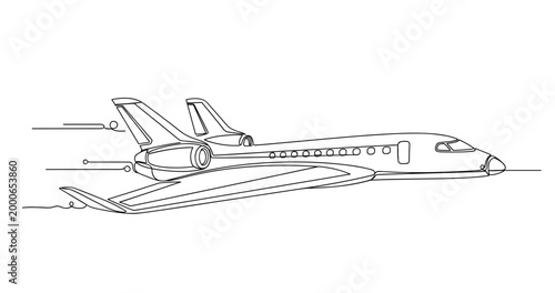 Private jet flying in level flight over open sky at cruising altitude. No editable stroke