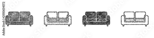Sketch sofa icon design set