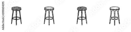 Sketch bar stool icon design set