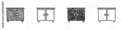 Sketch cabinet icon design set