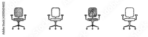 Sketch office chair icon design set