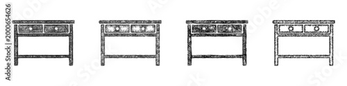 Sketch console table icon design set
