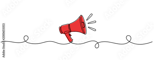 Megaphone projecting sound over simple white background. no editable strokes