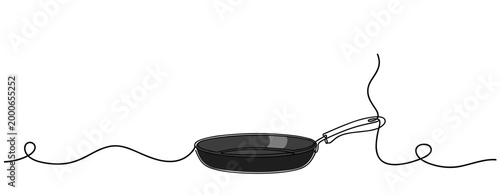 Cast iron frying pan resting on white minimal background. no editable strokes
