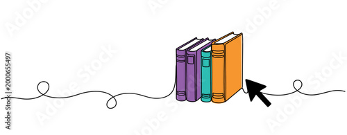 Books selection indicated by cursor arrow on bookshelf line. no editable strokes