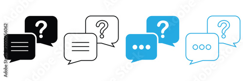 Discussion, question speach bubble icon. Vector illustration in outline style eps 10.