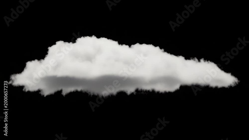 Fluffy white cloud on black background
