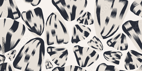 Dynamic abstract flowers pattern. Botanical contemporary seamless pattern. Hand drawn unique print.