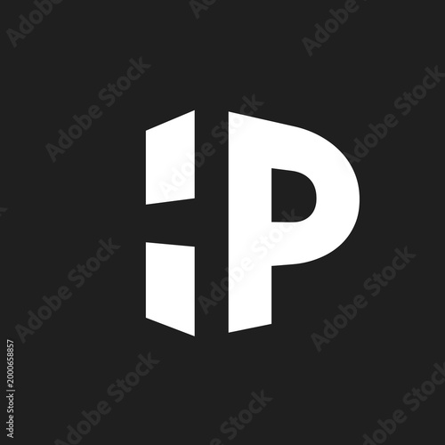 Modern White HP Letter Logo Design on Black Background - Abstract Geometric Monogram Symbol for Branding and Corporate Identity