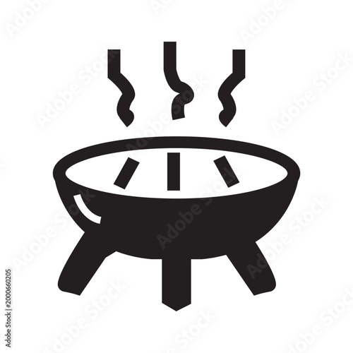 barbeque grill glyph solid style icon illustration vector