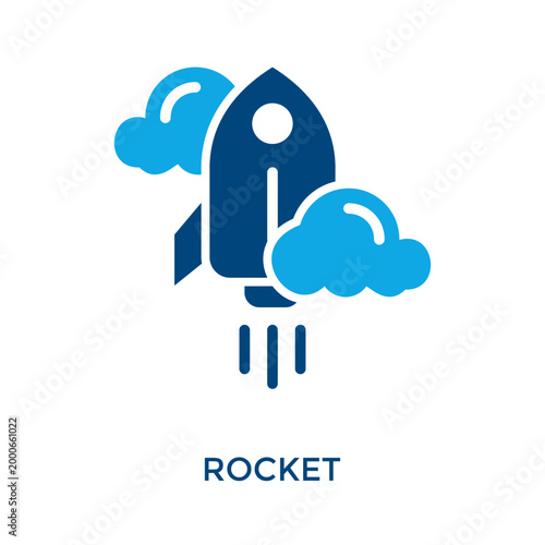 Rocket Icon Dual Tone Style. Vector Illustration For Graphic Design