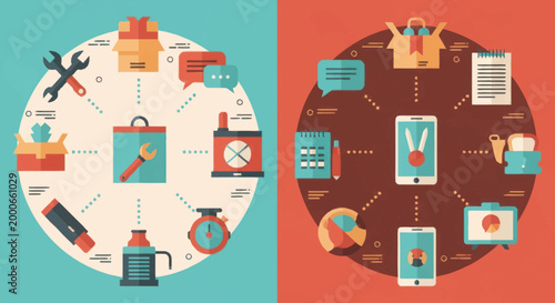 Business process management and workflow optimization concept.