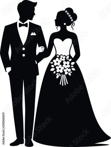 Wedding Couple Silhouette Illustration